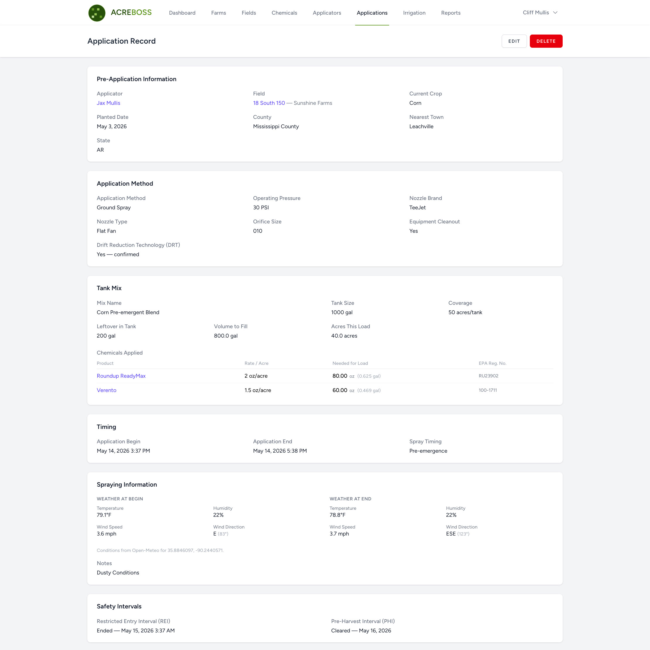 Chemical Application Tracking screenshot