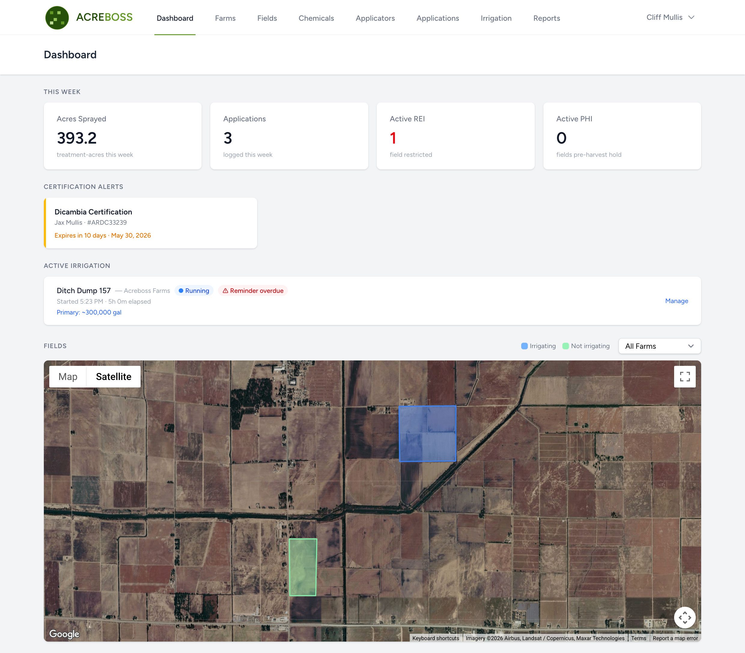 AcreBoss dashboard screenshot